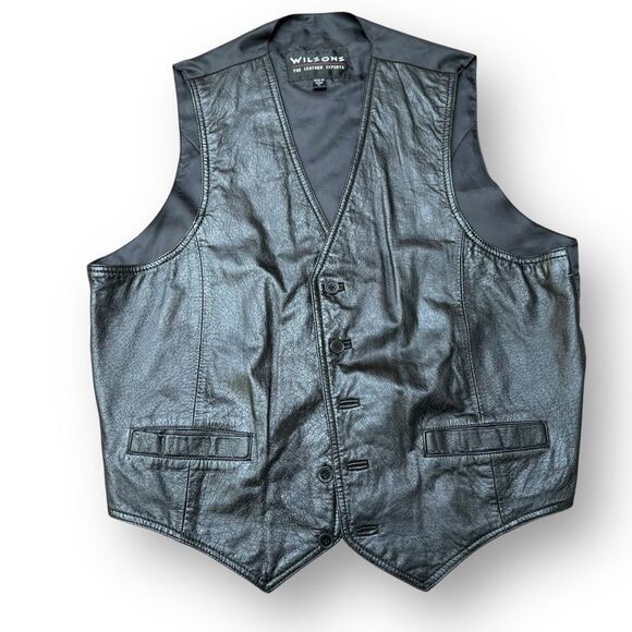 Wilsons Leather Men's Black Vest Button Front Size XL Extra Large - Picture 9 of 9